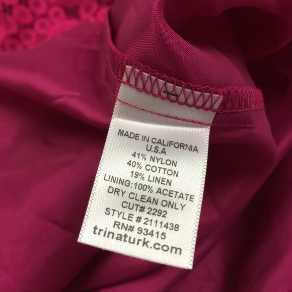 Trina Turk Los Angeles Sheath Dress Size 6 Womans Pink Lace Sleeveless V Neck - Picture 10 of 14